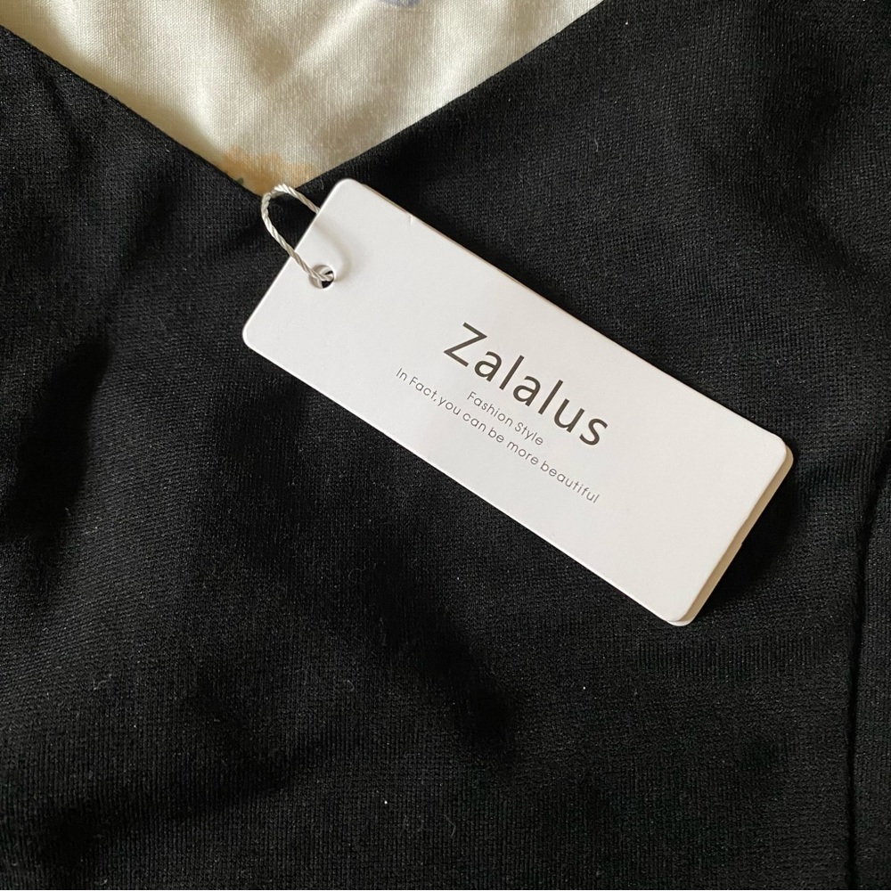 Zalalus NWT Black Tank adjustable straps Dress with faux Wrap Skirt Size S - Picture 3 of 10